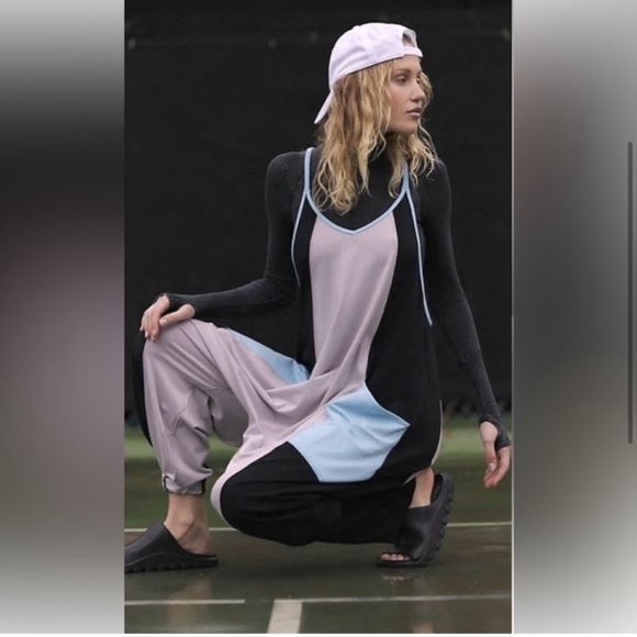 FREE PEOPLE Movement Hot Shot Onesie in Colorblock Raindrop